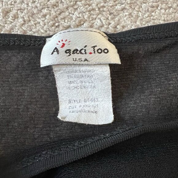 Vintage 90s Y2K Agaci Too Black Sheer Skyline Jeweled Tank Top Fairy L - Picture 5 of 7